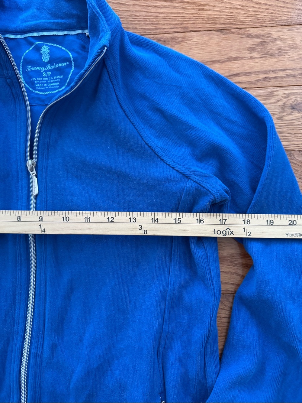 Tommy Bahama Aruba Full Zip Sweatshirt Jacket Women S Cobalt Cotton Cardigan - Picture 4 of 6